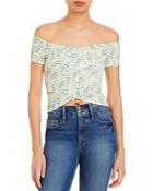 Aqua Printed Off-the-shoulder Top - 100% Exclusive