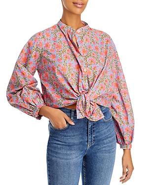 Charina Sarte Floral Print Tie Hem Blouse