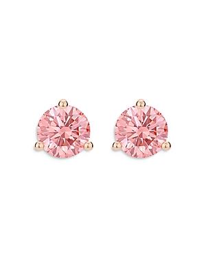Lightbox Jewelry Lab-grown Pink Diamond Oval Stud Earrings In 10k Rose Gold-plated