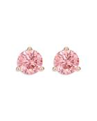 Lightbox Jewelry Lab-grown Pink Diamond Oval Stud Earrings In 10k Rose Gold-plated