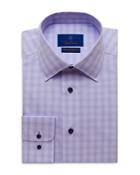 David Donahue Cotton Tonal Plaid Trim Fit Dress Shirt