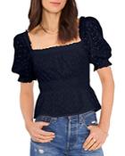 1.state Eyelet Puff Sleeve Top