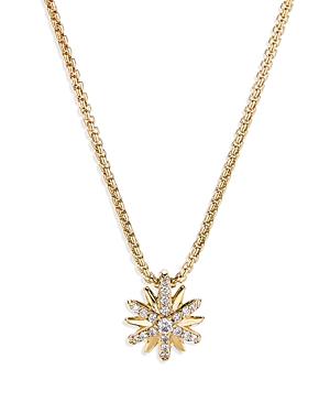 David Yurman Petite Starburst Pendant Necklace In 18k Yellow Gold With Pave Diamonds, 18