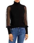 C By Bloomingdale's Mesh Sleeve Cashmere Turtleneck Sweater - 100% Exclusive