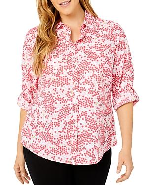 Foxcroft Plus Zoey Printed Button Down Shirt