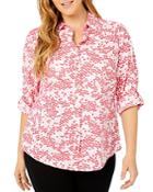 Foxcroft Plus Zoey Printed Button Down Shirt