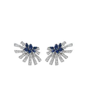 Hueb 18k White Gold Mirage Blue Sapphire & Diamond Cluster Stud Earrings