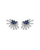 Hueb 18k White Gold Mirage Blue Sapphire & Diamond Cluster Stud Earrings