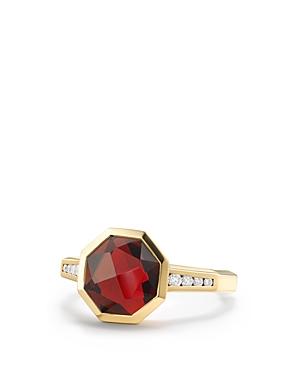 David Yurman Guilin Octagon Ring With Garnet And Diamonds In 18k Yellow Gold