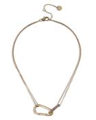 Allsaints Pave Carabiner Double Chain Collar Necklace, 15-17