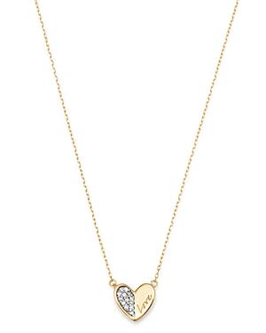 Adina Reyter 14k Gold & Diamond Pave Folded Heart Love Pendant Necklace, 15
