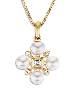 David Yurman 18k Yellow Gold Renaissance Akoya Pearl & Diamond Pendant Necklace, 18