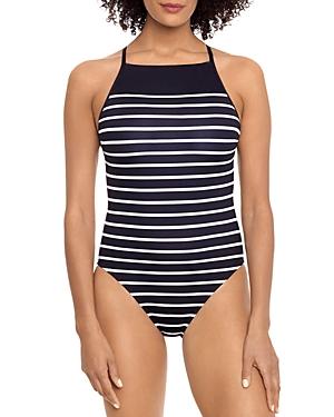 Ralph Lauren Striped High Neck Swimsuit