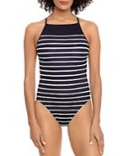 Ralph Lauren Striped High Neck Swimsuit