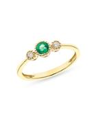 Bloomingdale's Emerald & Diamond Milgrain Stacking Ring In 14k Yellow Gold - 100% Exclusive