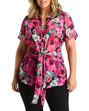Estelle Plus Mahola Tie Waist Floral Top