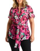 Estelle Plus Mahola Tie Waist Floral Top