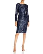 Aqua Long Sleeve Sequin Shift Dress - 100% Exclusive