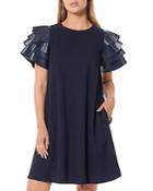Gracia Faux Leather Tiered Sleeve Dress
