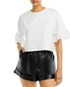 Aqua Eyelet Trim Crop Tee - 100% Exclusive