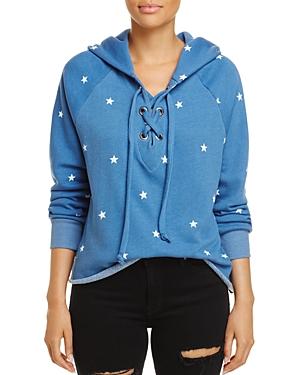Wildfox Hutton Lace-up Star Print Sweatshirt - 100% Exclusive