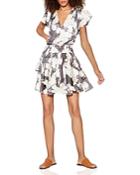 Halston Heritage V-neck Printed Fit-and-flare Dress