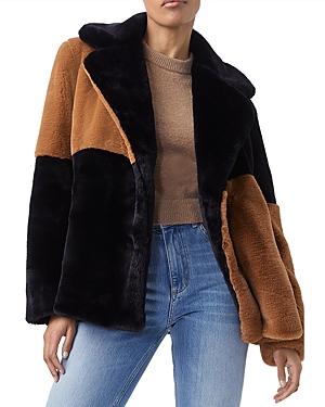 French Connection Buona Color Block Faux Fur Jacket
