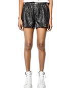 Zadig & Voltaire Pax Crinkled Leather Shorts