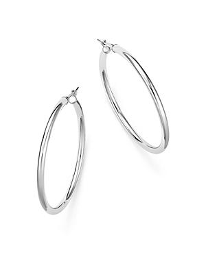 14k White Gold Tube Hoop Earrings - 100% Exclusive