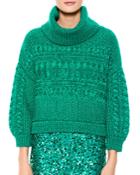 Alice + Olivia Francine Cable Knit Turtleneck Sweater