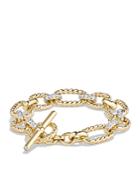 David Yurman Cushion Chain Link Bracelet With Diamonds In 18k Gold