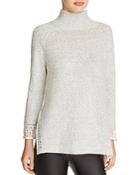 French Connection Lola Lace Trim Mock Neck Sweater