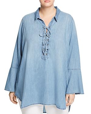 Seven7 Jeans Plus Lace-up Chambray Tunic
