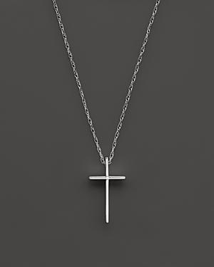 14k White Gold Small Cross Pendant Necklace, 18