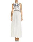 Adelyn Rae Fringed Embroidered Maxi Dress