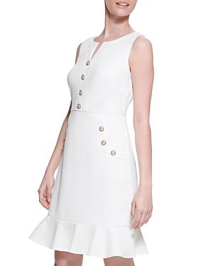 Karl Lagerfeld Paris Button Accent Scuba Crepe Sheath Dress
