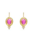 Temple St. Clair 18k Yellow Gold Classic Pink Tourmaline & Diamond Drop Earrings