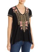 Johnny Was Rianne Knit Embroidered Cotton Top