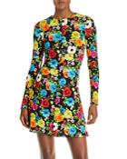 Alice And Olivia Delora Floral Printed Long Sleeve Paneled Mini Dress