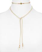 Chan Luu Labradorite White Leather Wrap Choker Necklace, 40
