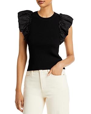 Lucy Paris Tatum Ribbed Short Sleeve Sweater Top