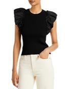 Lucy Paris Tatum Ribbed Short Sleeve Sweater Top