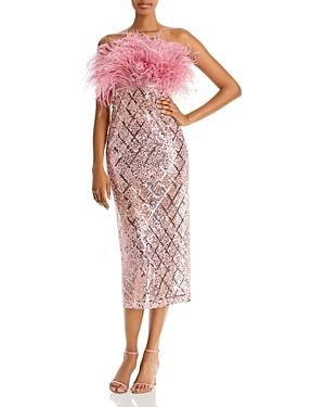 Bronx And Banco Coco X Afiya Sequin Feather Midi Dress