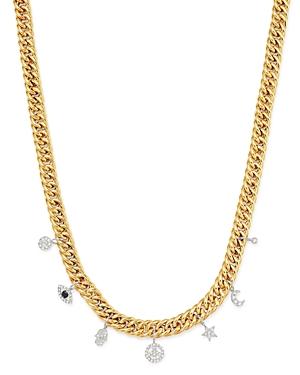 Meira T 14k Yellow & White Gold Diamond Multi-charm Necklace, 18