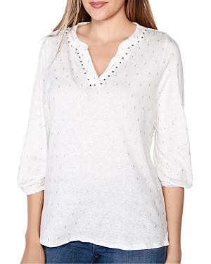 Belldini Split Neck Embellished Top