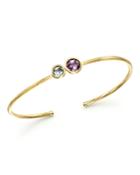 Marco Bicego 18k Yellow Gold Jaipur Skinny Cuff Bracelet With Blue Topaz And Amethyst