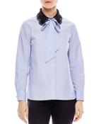 Sandro Carillon Lace-collar Striped Shirt