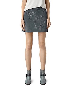 Allsaints Nathalia Embroidered Suede Skirt