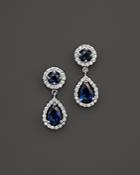 Sapphire And Diamond Teardrop Earrings In 14k White Gold - 100% Exclusive