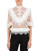 The Kooples Ruffled Sheer Lace Blouse